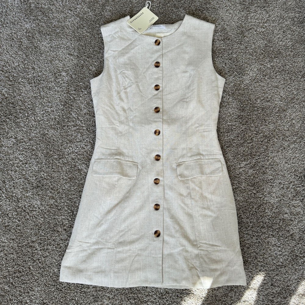 Peppermayo Cream Sleeveless Button-Front Mini Dress - Picture 7 of 7